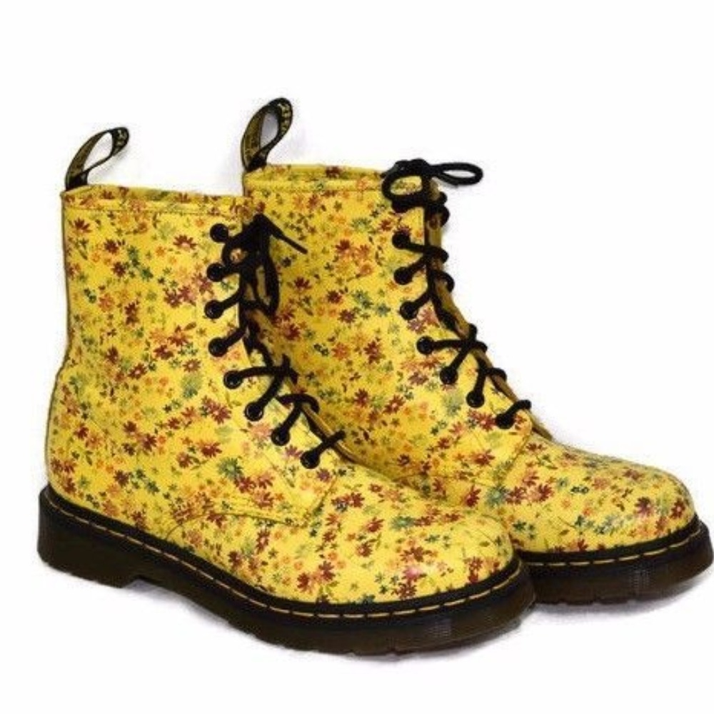 Doc Martin Yellow Flower Boots Worn Twice